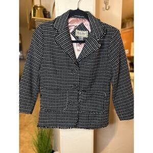 Louise Paris Womens Medium Black & White Plaid Tweed Jacket Blazer Small 2-6
